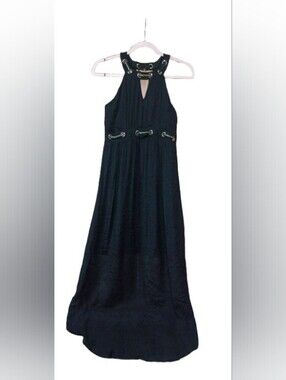 THALIA SODI BLACK HALTER MAXI DRESS